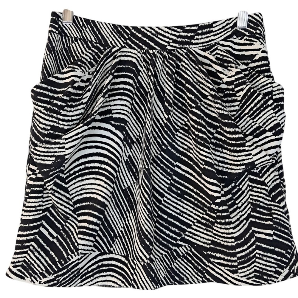 BANANA REPUBLIC 4P Animal Print Zebra Striped Mini Skirt‎ Ruched Sides Pockets